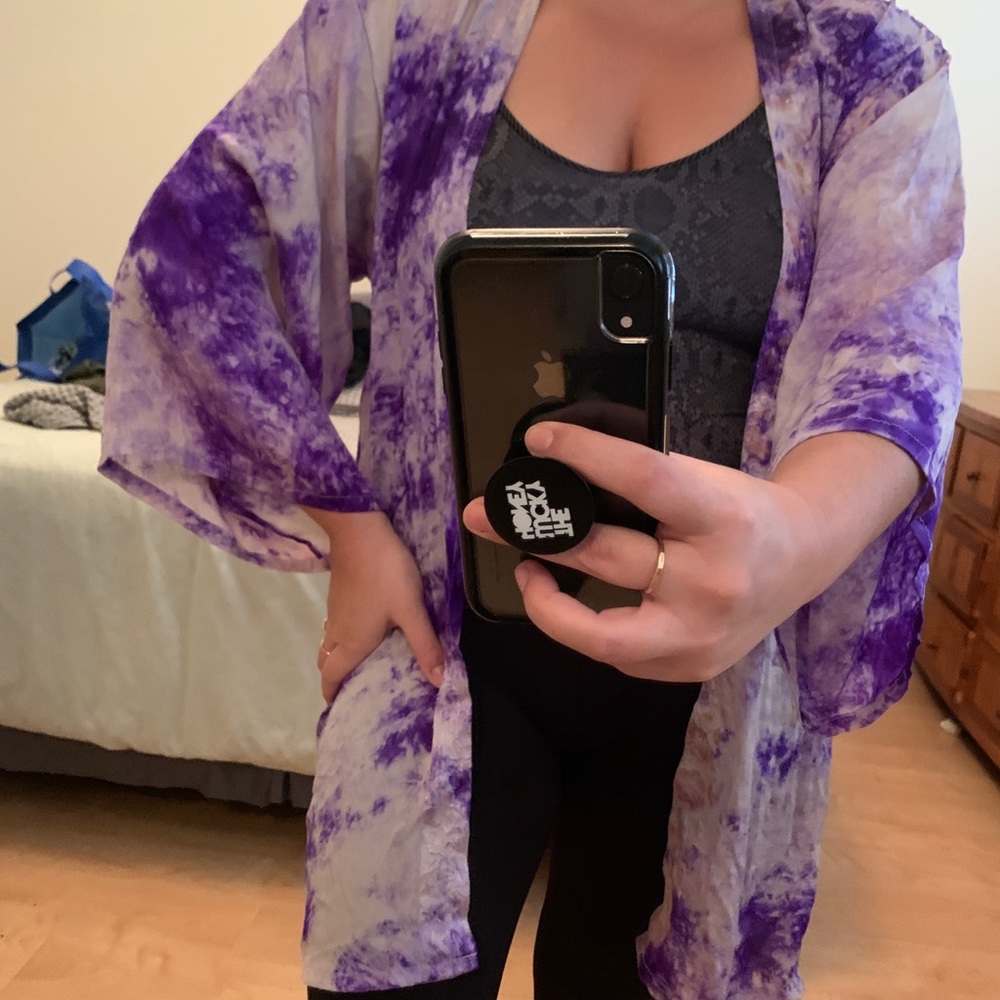 Purple tie dye kimono